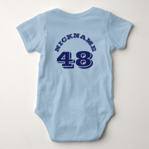 Backside Light Blue & Navy Baby   Sports Jersey Bodysuit
