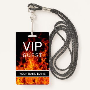 Backstage Pass VIP Custom Band Merch Flame Lanyard ID Badge