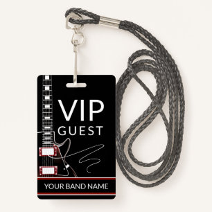 Backstage Pass VIP Custom Band Rock Guitar Lanyard ID Badge
