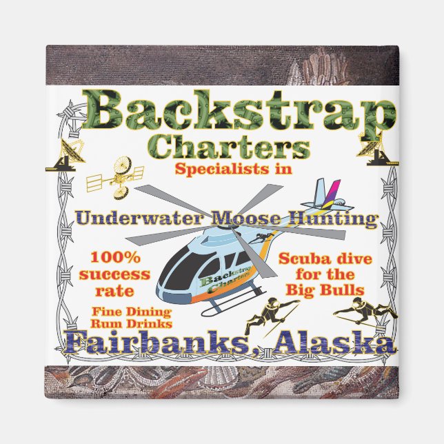 Backstrap Charters Underwater Moose Hunting Alaska Magnet (Front)