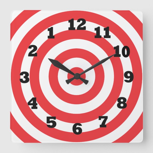 Backwards Bulls eye Square Wall Clock (Front)