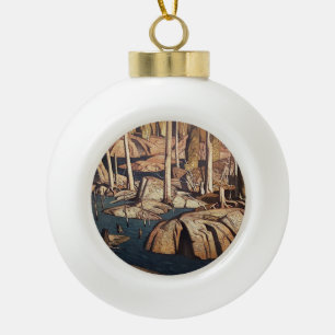 Backwater Landscape Painting by Canadian AJ Casson Ceramic Ball Christmas Ornament