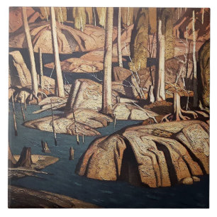 Backwater Landscape Painting by Canadian AJ Casson Ceramic Tile