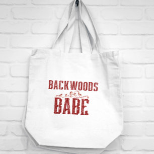Backwoods Babe Typography Large Tote Bag