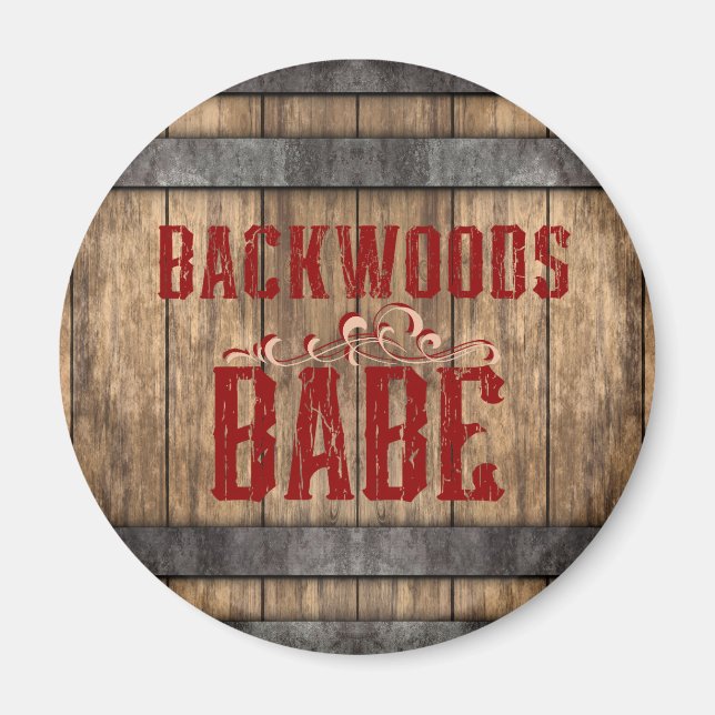 Backwoods Babe Whiskey Keg  Magnet (Front)