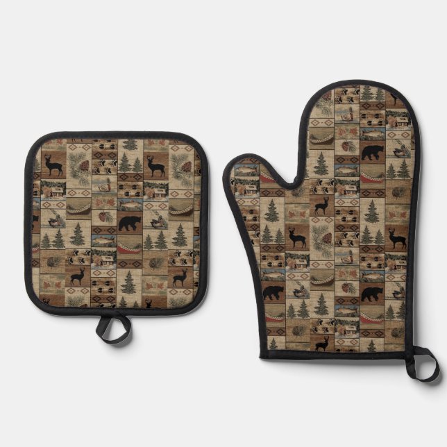 "Backwoods" Oven Mitt & Pot Holder Set (Front)