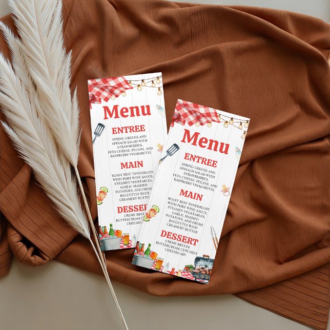Backyard Baby-Q Gingham Menu Card (Creator Uploaded)