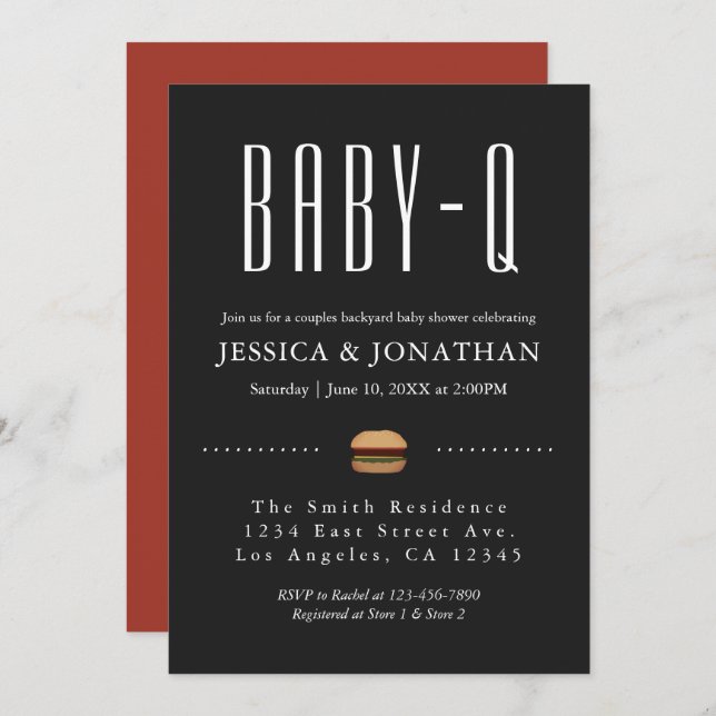 Backyard BabyQ BBQ Baby Shower Couples  Invitation (Front/Back)