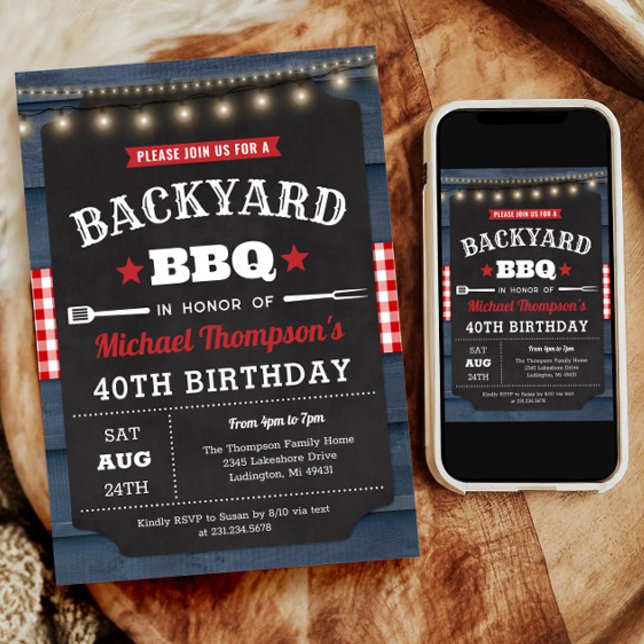 Backyard Barbecue 40th Birthday Invitation (Backyard Barbecue 40th Birthday Invitation)