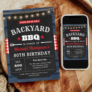 Backyard Barbecue 80th Birthday Invitation