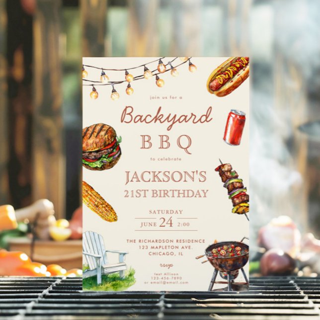 Backyard Barbecue BBQ summer birthday party Invitation (Creator Uploaded)