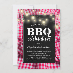 Backyard Barbecue   Rustic Red Chequered BBQ Invitation