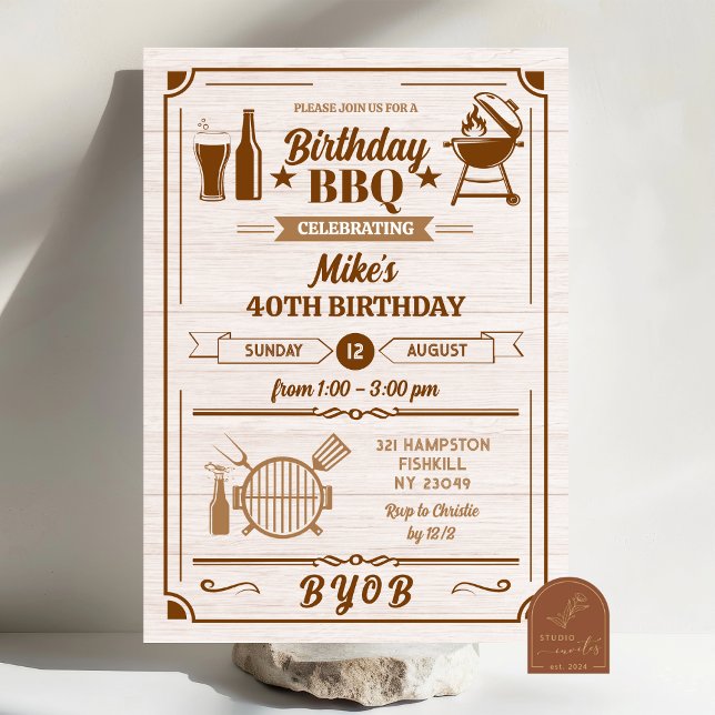 Backyard BBQ and Beer Birthday Party Invitation (Creator Uploaded)