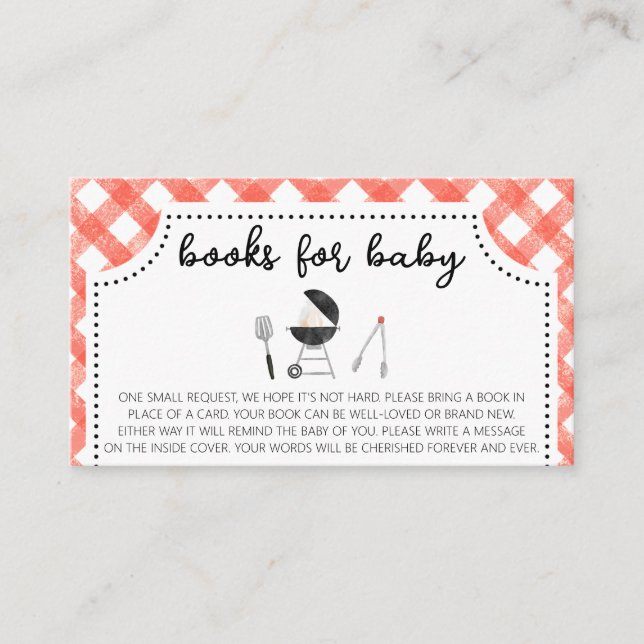 Backyard BBQ Baby Shower Books for Baby Business Card (Front)
