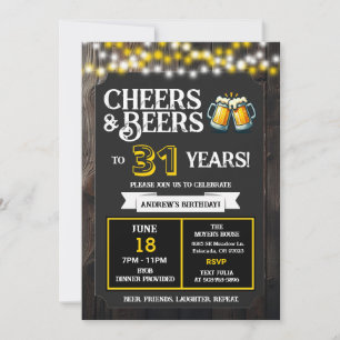Backyard BBQ Birthday Cheers and Beers to 31 Years Invitation