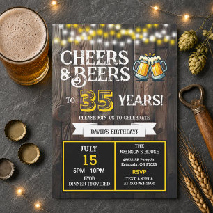 Backyard BBQ Birthday Cheers and Beers to 35 Years Invitation
