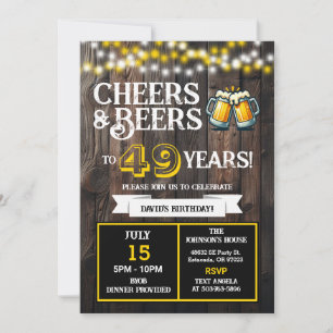 Backyard BBQ Birthday Cheers and Beers to 49 Years Invitation