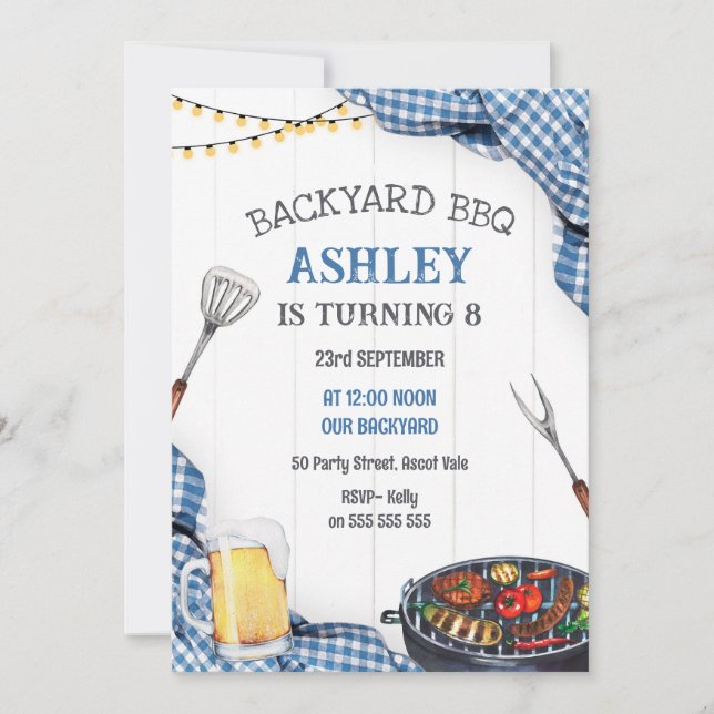 Backyard BBQ Birthday Invitation (Front)