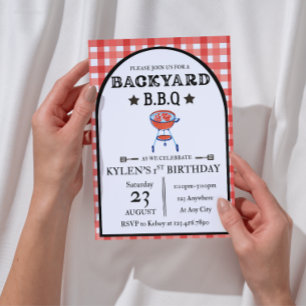 Backyard BBQ Birthday Invitation   Editable 5x7