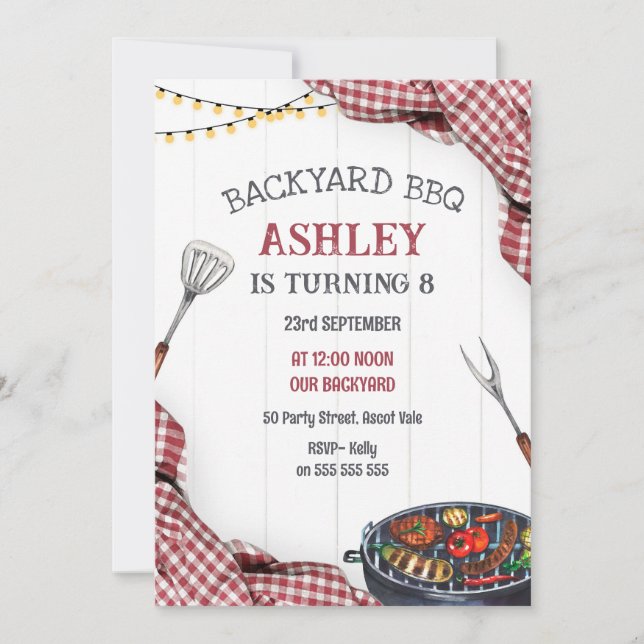 Backyard BBQ Birthday Party Invitation (Front)