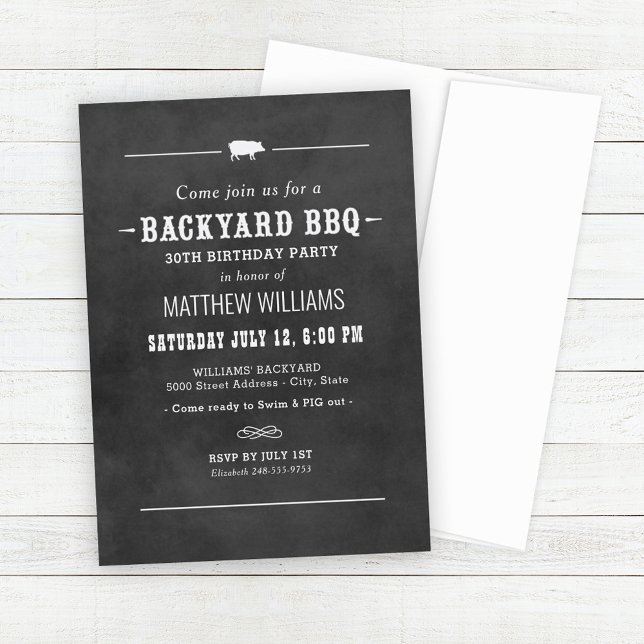Backyard BBQ Chalkboard Birthday Party Invitation (Creator Uploaded)