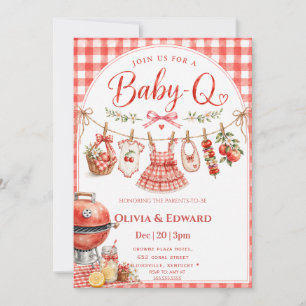 Backyard BBQ clothesline Girl Baby Shower Invitation
