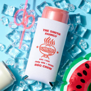 Backyard BBQ Family Crew Family July 4th Seltzer Can Cooler