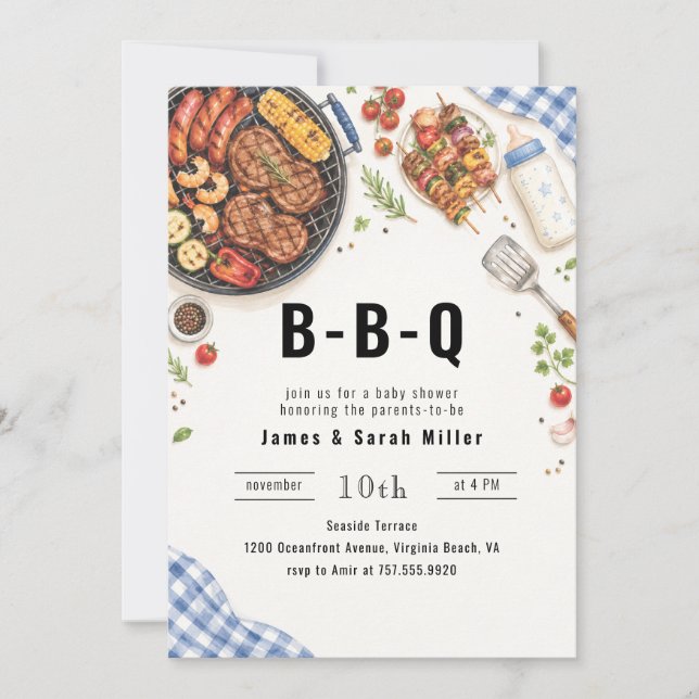 Backyard BBQ Grill Couples Baby Shower Invitation (Front)