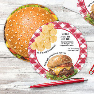 Backyard BBQ Grilled Cheeseburger Invitation