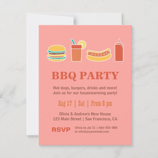 Backyard BBQ Housewarming Party Invitations (Front)