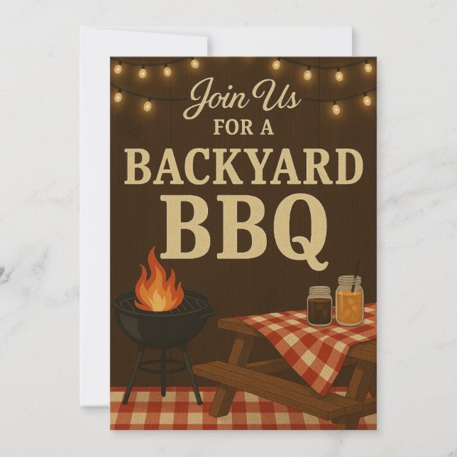Backyard BBQ Invitation | Rustic Summer Cookout  (Front)