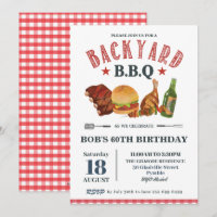 Backyard BBQ Male Birthday Red Gingham Beer