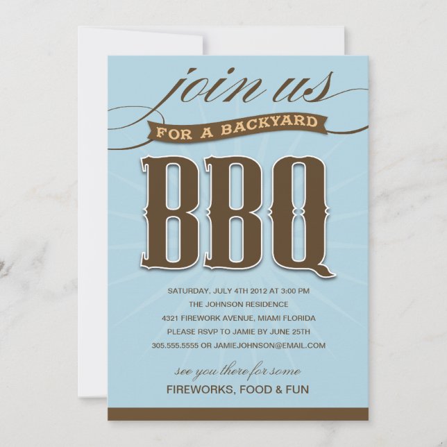 BACKYARD BBQ  | PARTY INVITATION (Front)