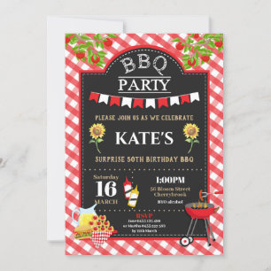 Backyard BBQ Surprise Birthday Party Sunflower Invitation