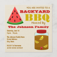 Backyard BBQ Watermelon & Sweet Tea Invitation