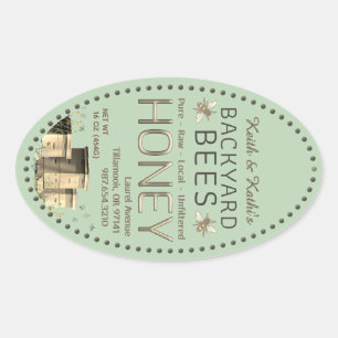 Backyard Bees Hives and Little Bees Garden Green Oval Sticker