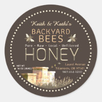 Backyard Bees Hives and Little Bees on Dark Brown