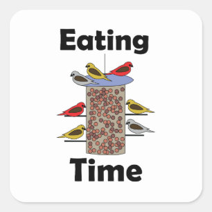 Backyard Bird Feeder Eating Time Bird Lover Square Sticker