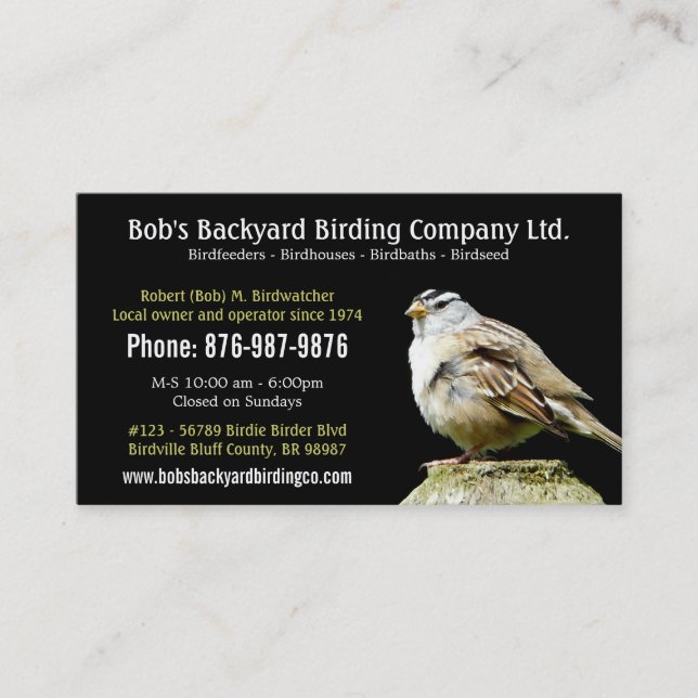 Backyard Bird Supply Business with Wild Bird Card (Front)