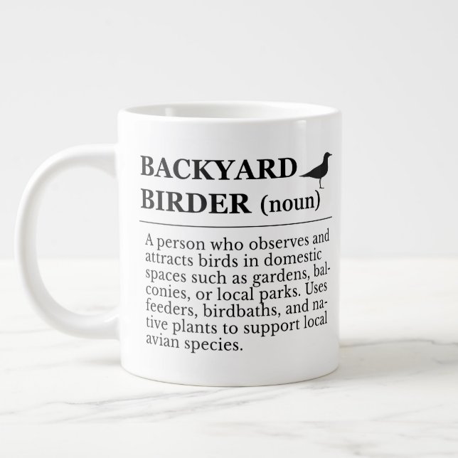 Backyard Birder Definition - Garden Birdwatching Large Coffee Mug (Left)