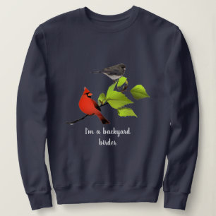 Backyard Birder Gift / Cardinal Bird on Blue Sweatshirt