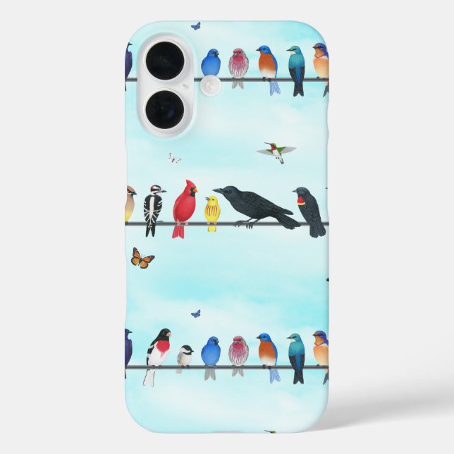 backyard birds on a line with butterflies  Case-Mate iPhone case (Back)