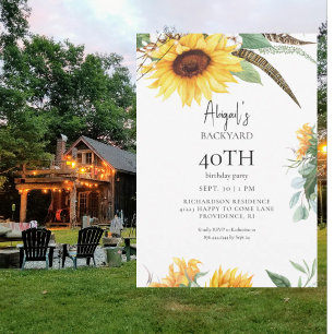 Backyard Birthday Sunflower Party  Invitation
