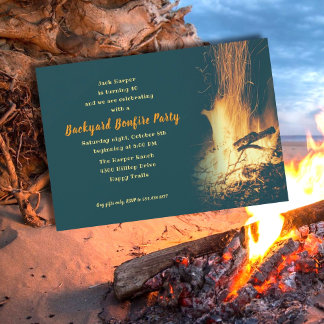 Backyard Bonfire Birthday or Any Party Celebration Invitation