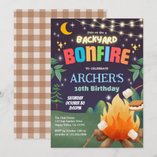 Backyard Bonfire Birthday Party (Any Age) Boy Invitation