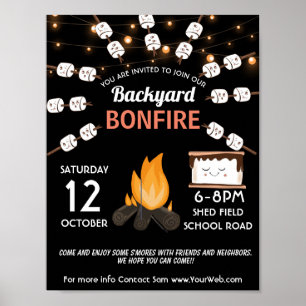 backyard bonfire birthday PTO PTA fundraiser s'mor Poster