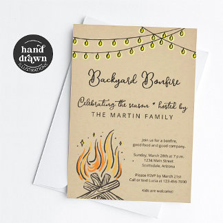 Backyard Bonfire Fall Party Invitation