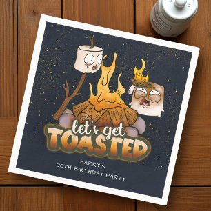 Backyard Bonfire Let's Get Toasted Birthday Napkin