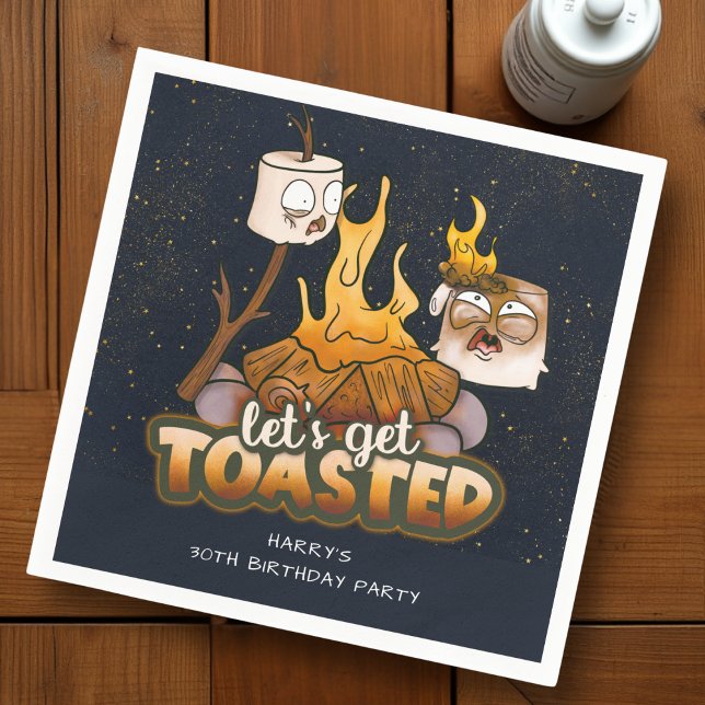 Backyard Bonfire Let's Get Toasted Birthday  Napkin (Creator Uploaded)