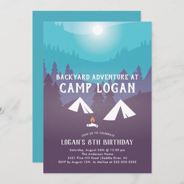 Backyard Camping Birthday Invitation (Front/Back)